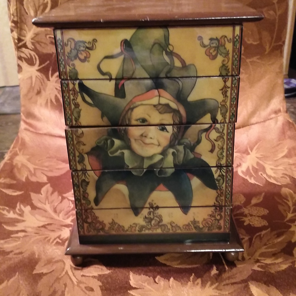 Enesco musical wooden jewelry box.